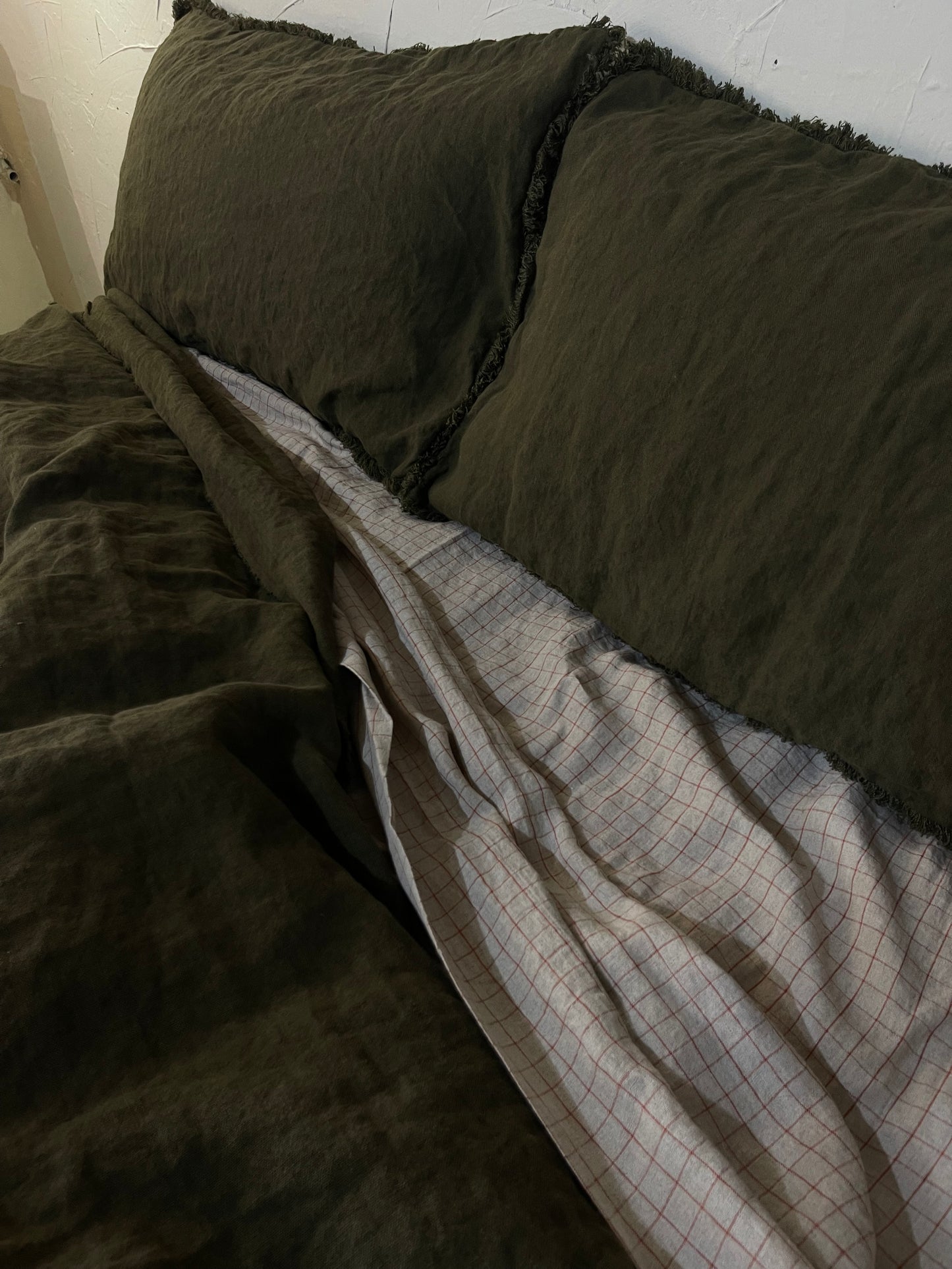 Heavyweight Flax Linen Bedcover - MOSS
