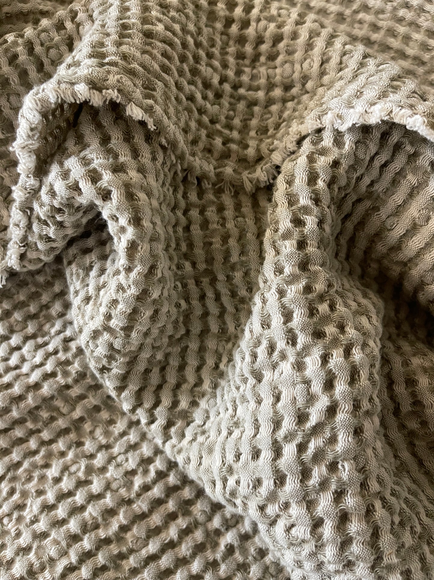 Linen Waffle blanket - Khaki Melange