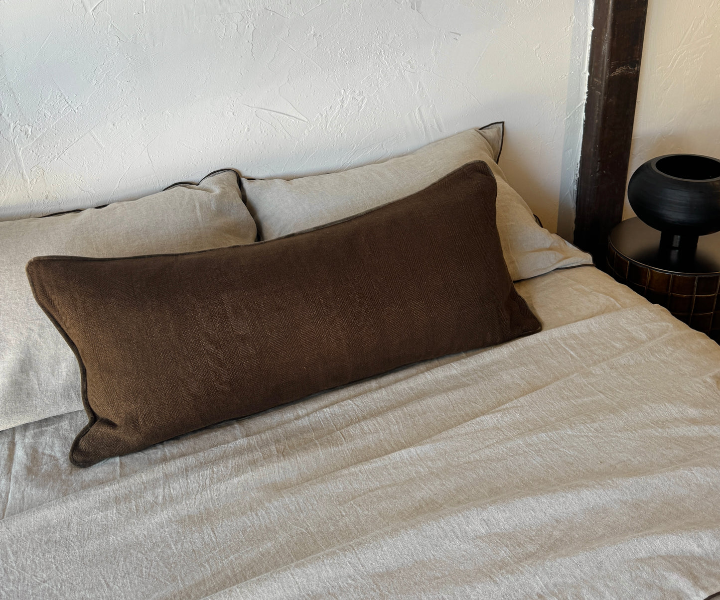 Linen and velvet bolster