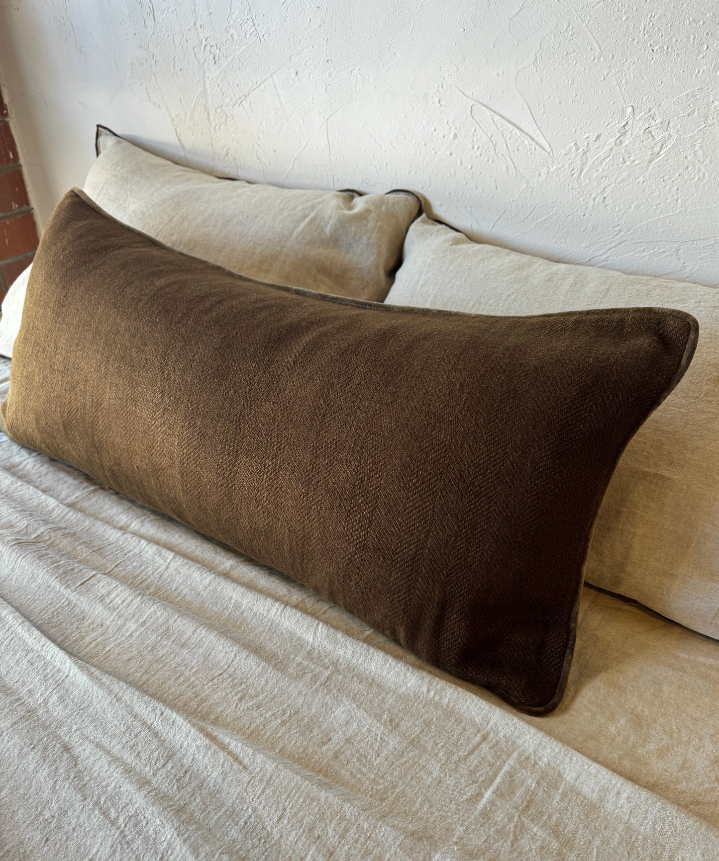 Linen and velvet bolster