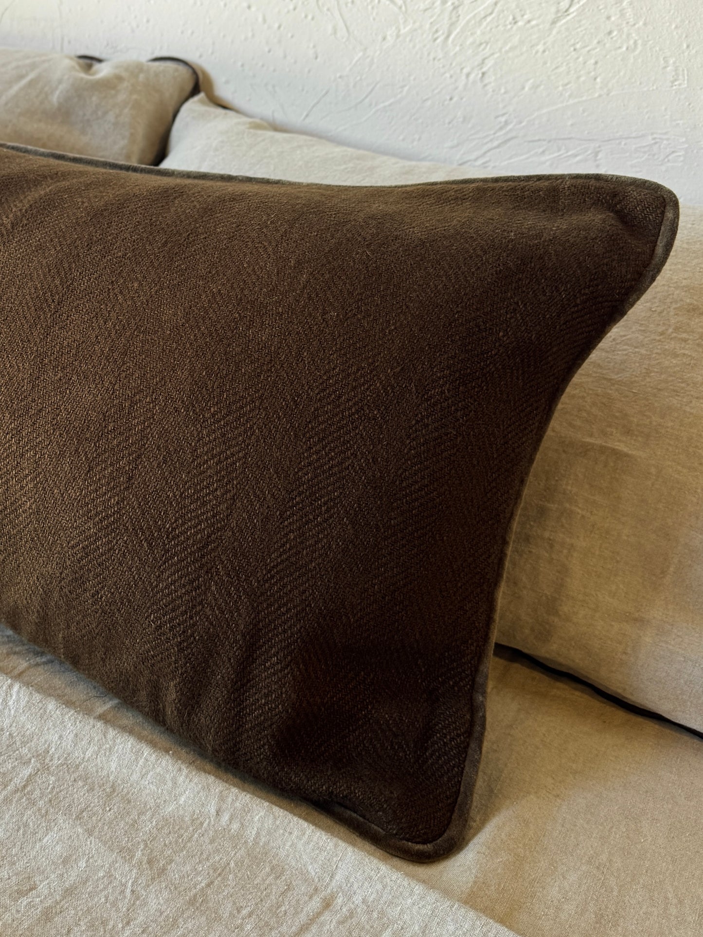 Linen and velvet bolster