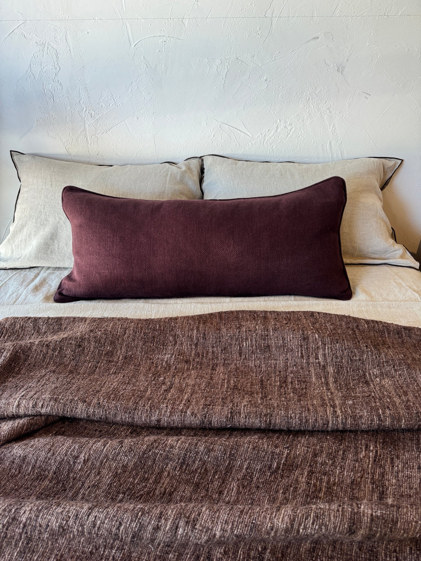 Linen and velvet bolster