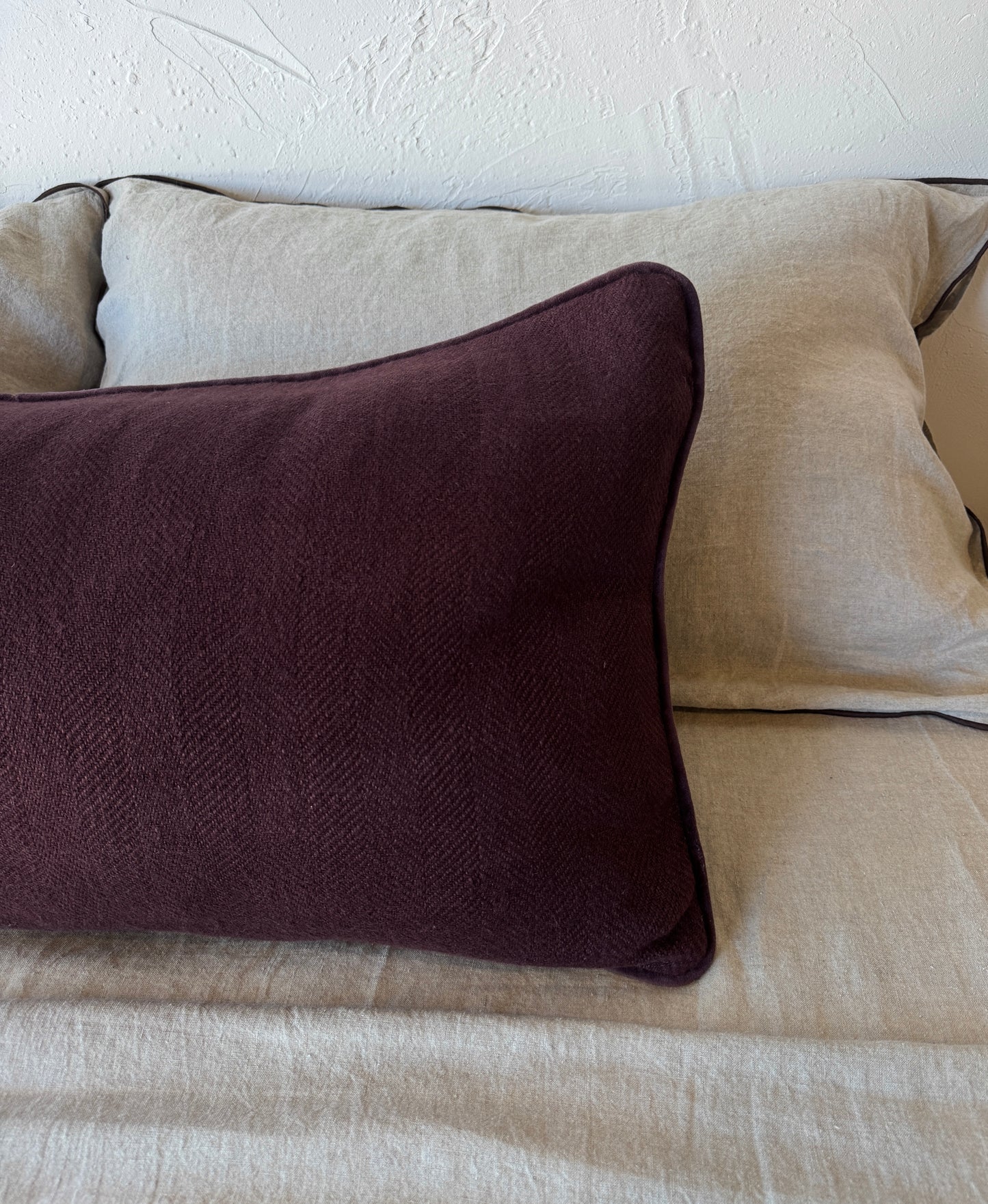 Linen and velvet bolster