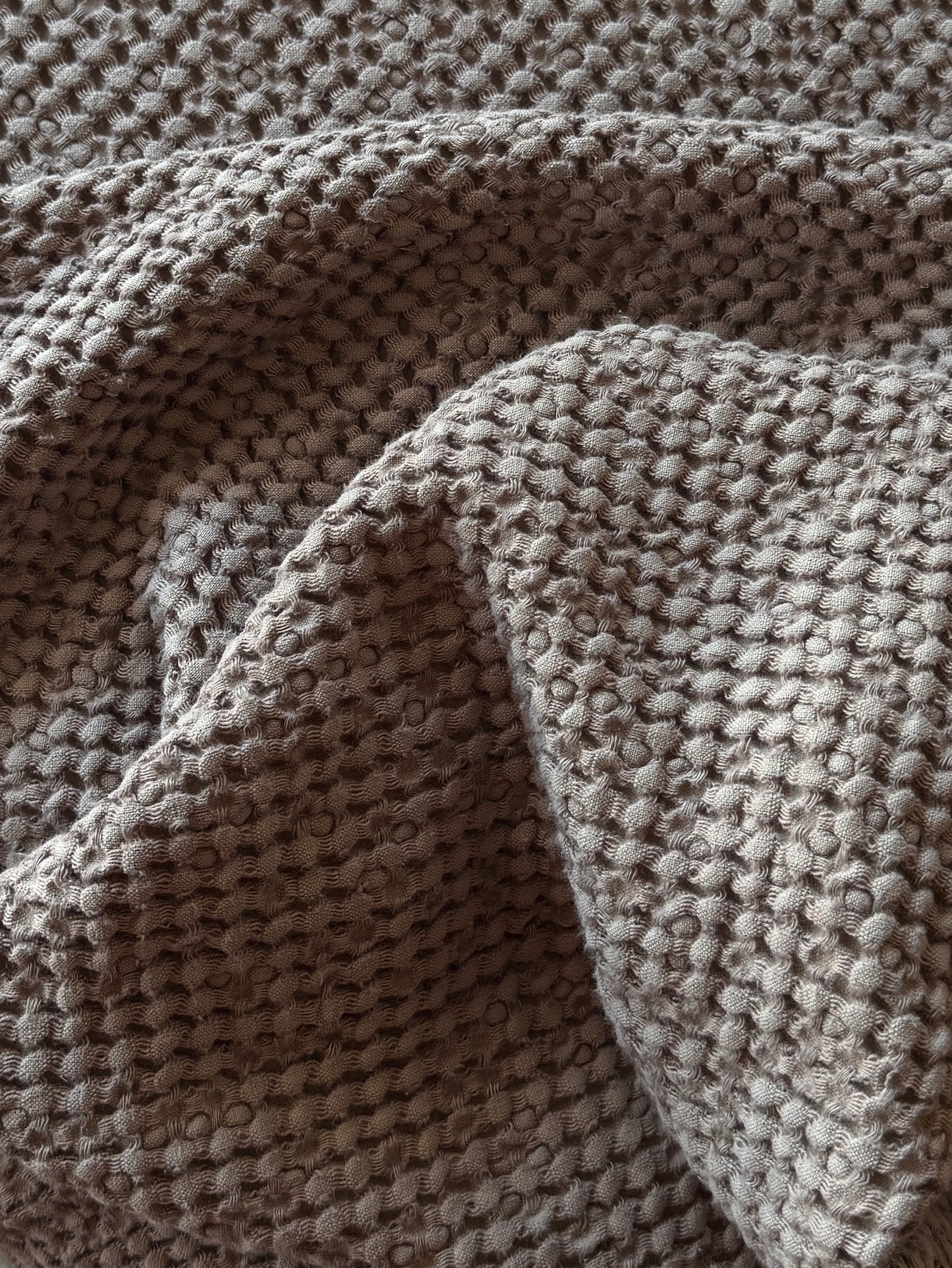 Waffle linen blanket - Taupe