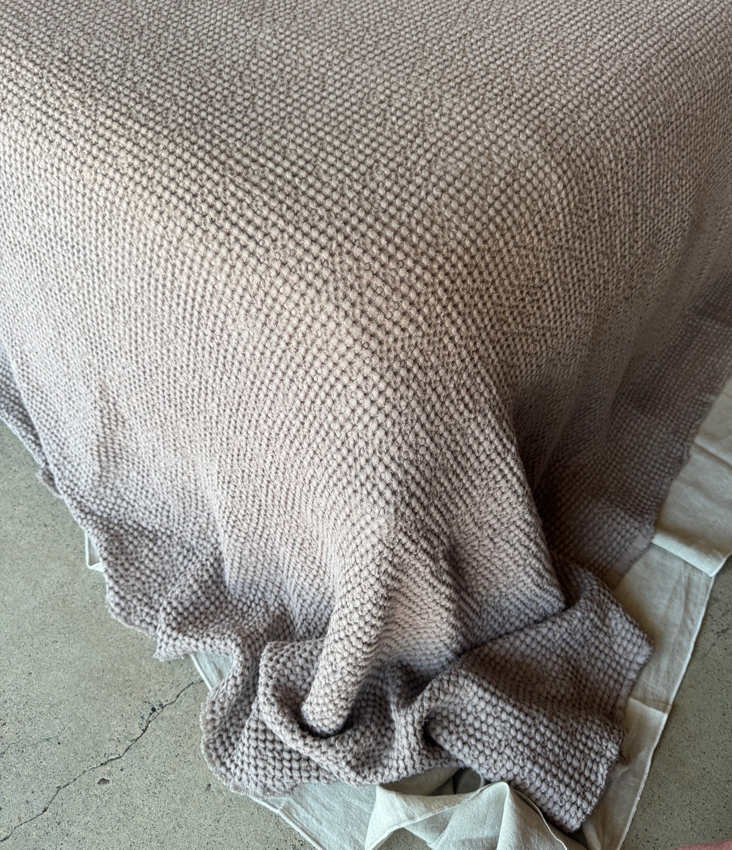 Waffle linen blanket - Taupe