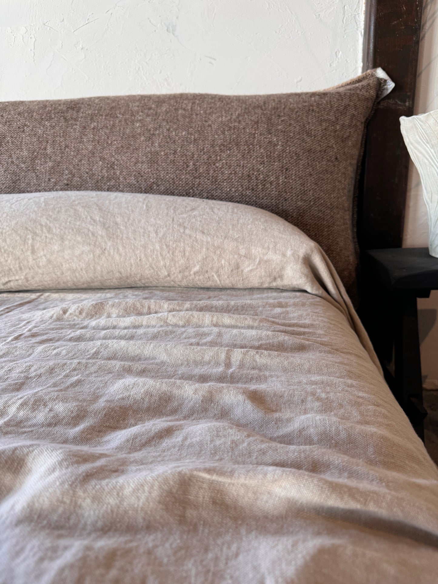DOUBLE Stone washed Flax Linen Bedcover - SABLE