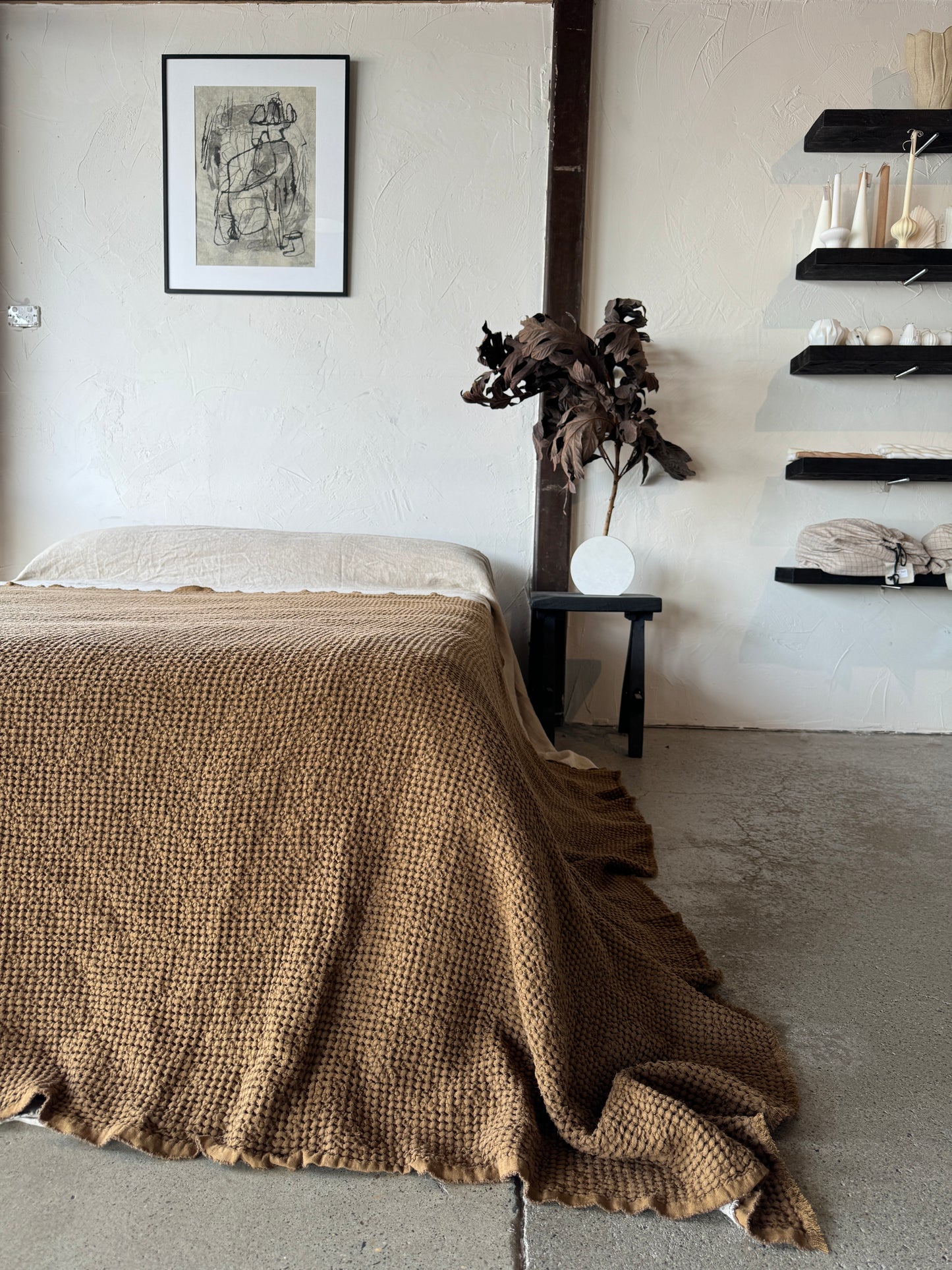 Linen Waffle blanket - Cinnamon