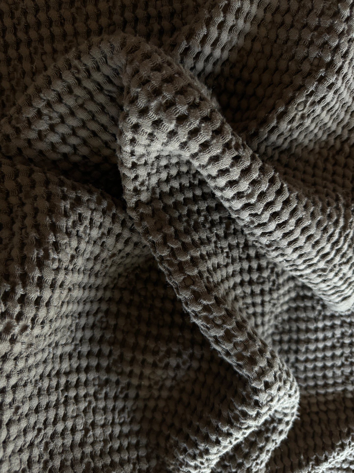 Waffle linen blanket - Cocoa
