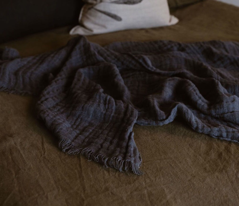 Gauze Linen Throw - Slate