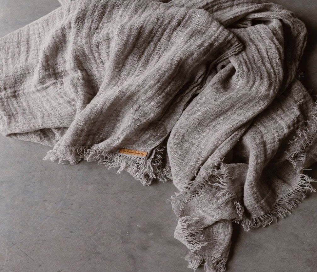 Gauze Linen Throw - Stone