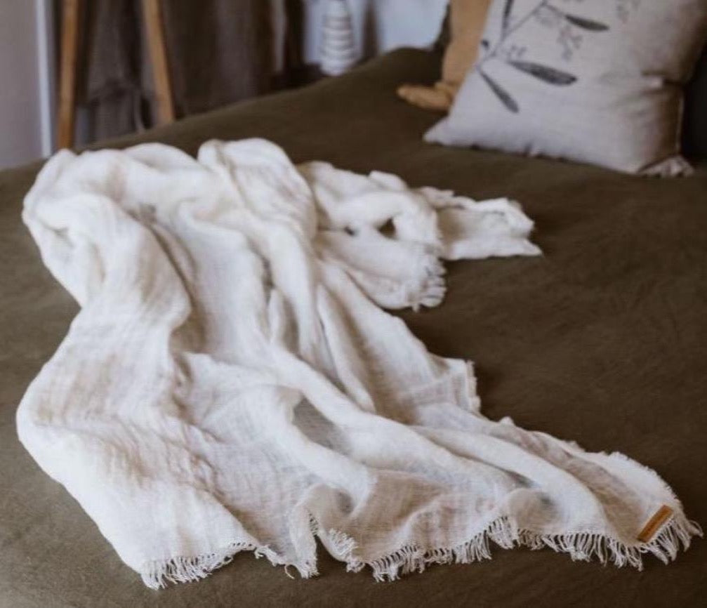 Gauze Linen Throw - Alabaster