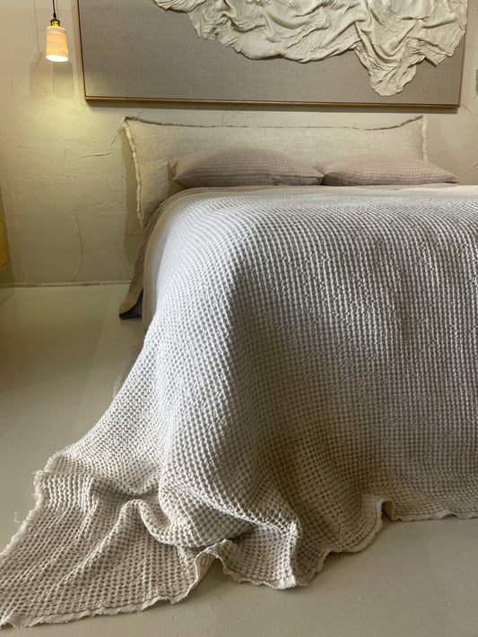 Linen Waffle blanket - Ecru