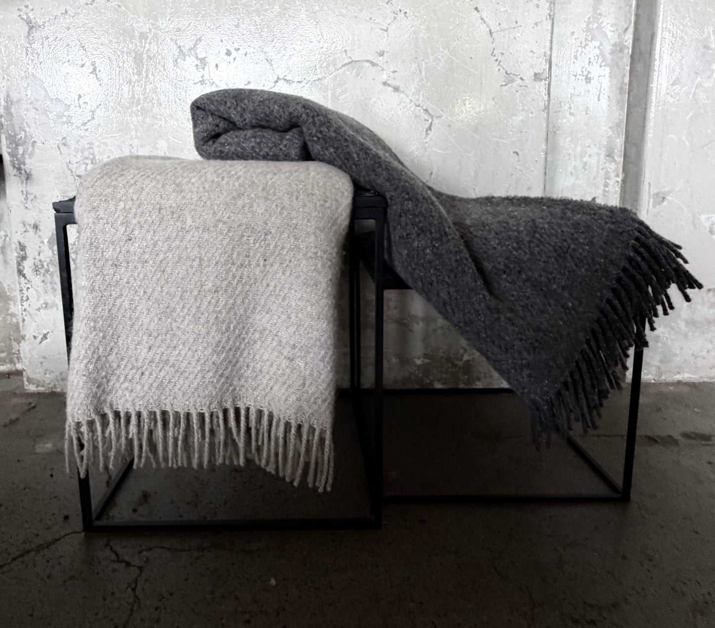 European wool throw - Light Sable