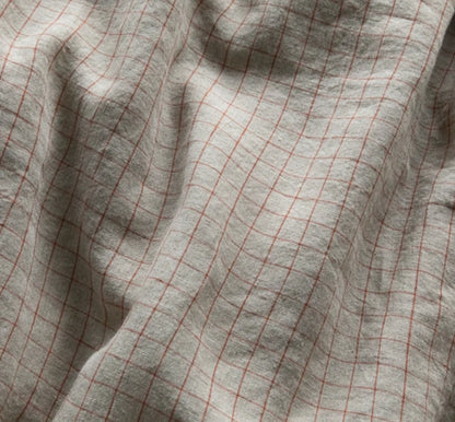 Checked Linen sheets - brique