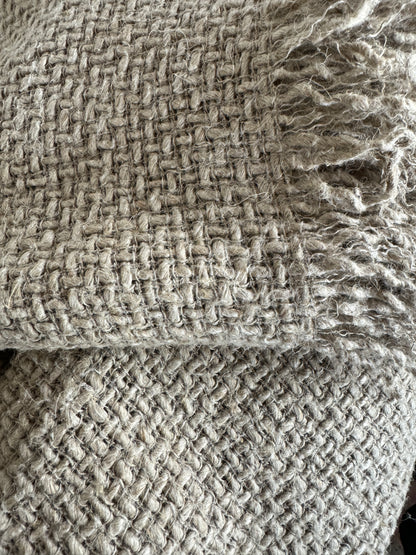 Hand loomed oversized flax throw - Flax