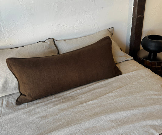 Linen and velvet bolster