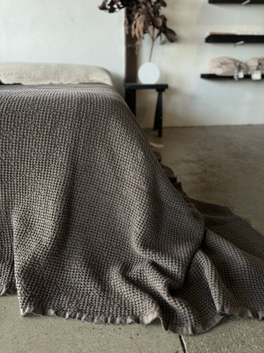 Linen Waffle blanket - Cocoa