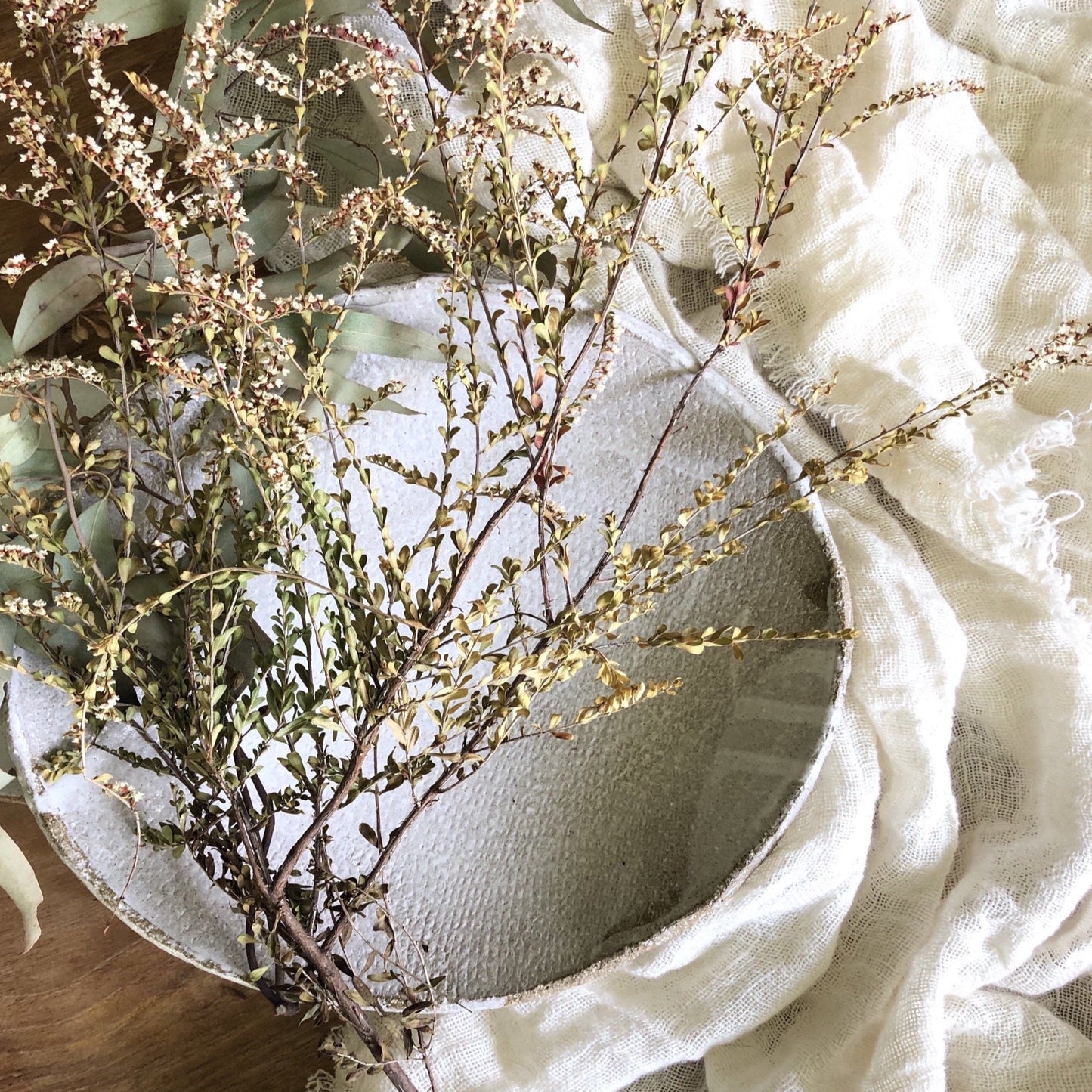 Open Weave Linen Table Runner - Alabaster