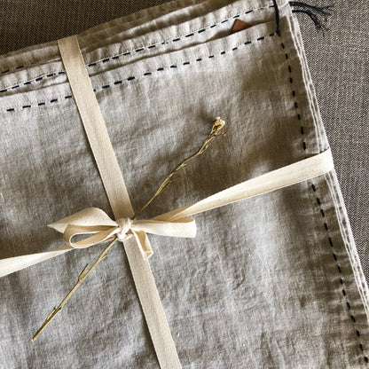 Hand Stitched Linen Tablecloth with Japanese Paper Linen