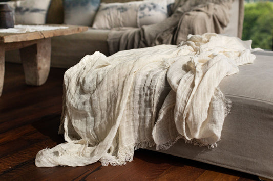 Gauze Linen Throw - Alabaster