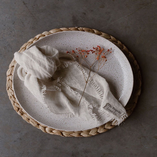 Open Weave Linen Napkin Set - Alabaster